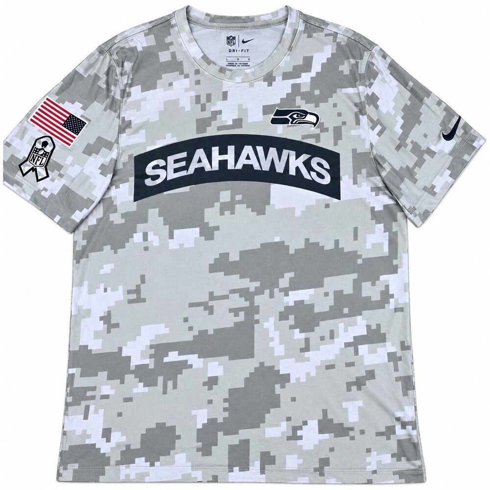 Mens Nike DriFIT Seattle Seahawks Salute To Service T Shirt Camo Medium